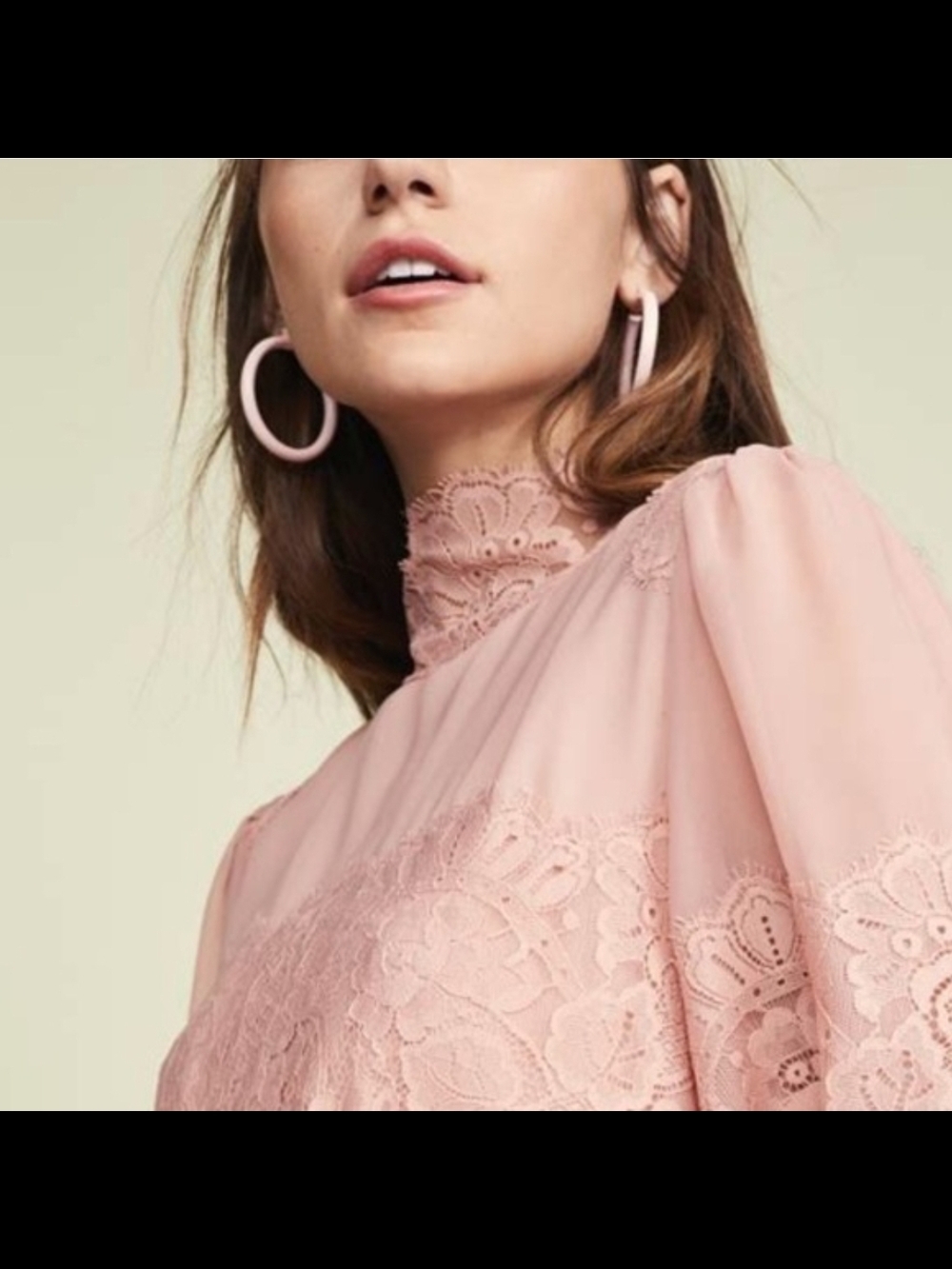 Hah Queen Lace Trim Long Sleeve Mini Dress in Blush Pink L 0044 - Picture 3 of 3